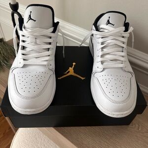 Jordan Men's White and Black Sneakers - Air Jordan 1 Low